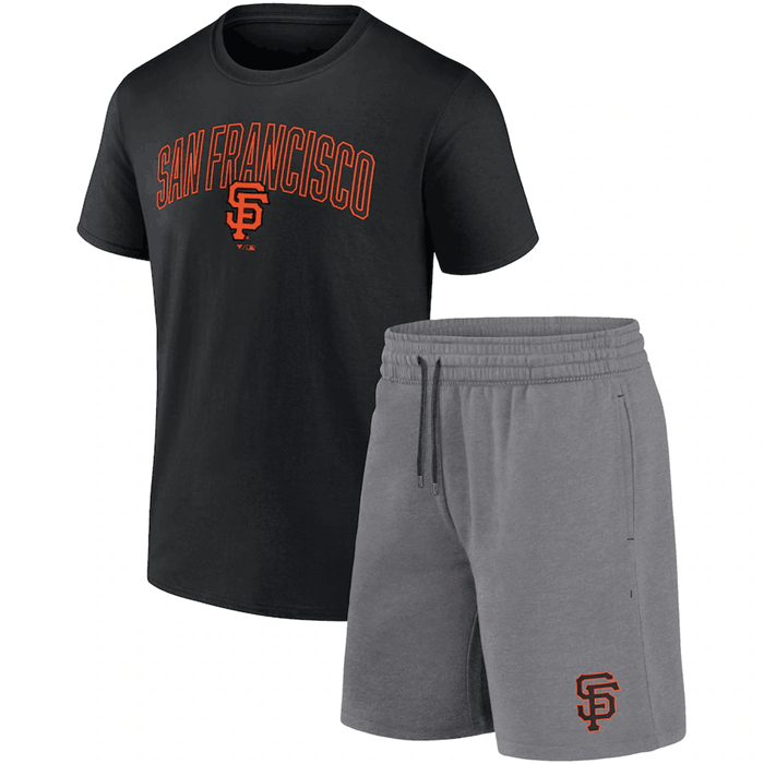 Men's San Francisco Giants Black/Heather Gray Arch T-Shirt & Shorts Combo Set Men's San Francisco Giants Black/Heather Gray Arch T-Shirt & Shorts Combo Set